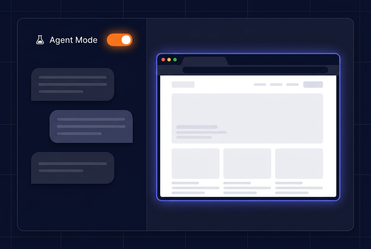 IntraGPT Agent Mode interface met live browser preview